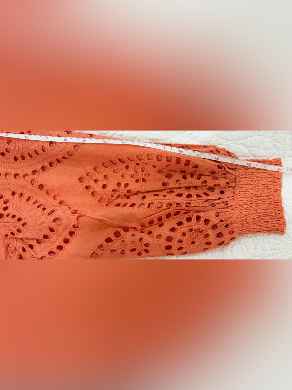 NWT SZ L Anthropologie Ollari New York Orange Eyelet Button-Front Blouse - Picture 6 of 9